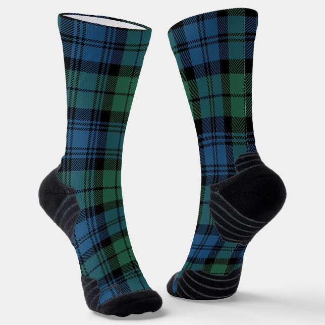 Kariert Elegante Clan Campbell Green Karo Tartan Socken (Gewinkelt)