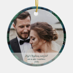 Kariert First Christmas Verheiratet Campbell Tarta Keramik Ornament