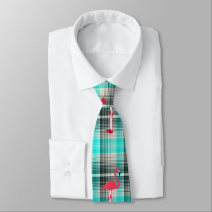 Kariert Flamingos Neck Tie - HAMbWG Krawatte