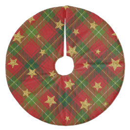 Kariert Fleece Weihnachtsbaumdecke