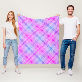 Kariert Fuschia Blue Boho Fleecedecke