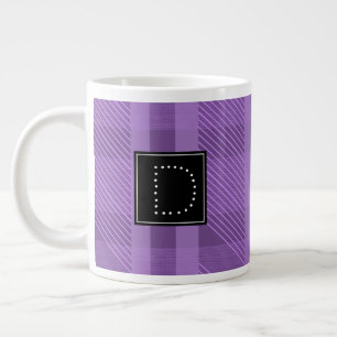 Kariert gestrichelte Violette Monogramm Jumbo-Tasse