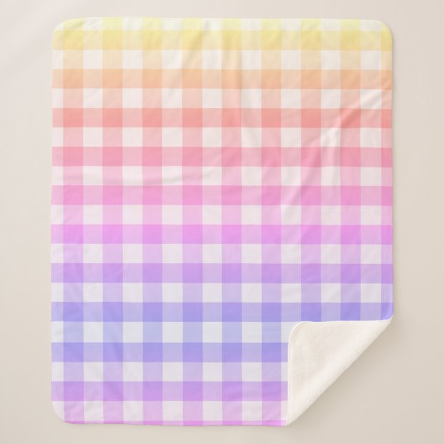 Kariert Gingham Country Pink Lila Modern Einfach Sherpadecke (Vorderseite)