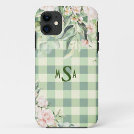 Kariert Gingham Floral Monogram Case-Mate iPhone Hülle