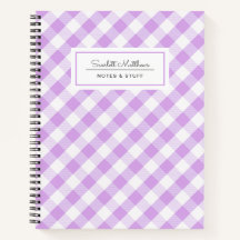 Kariert Gingham Lila Pattern Name Notebook