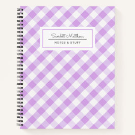 Kariert Gingham Lila Pattern Name Notebook Notizbuch