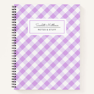 Kariert Gingham Lila Pattern Name Notebook Notizbuch
