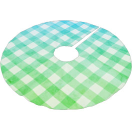 Kariert Gingham Lime Green Blue Modern Simple Karo Polyester Weihnachtsbaumdecke