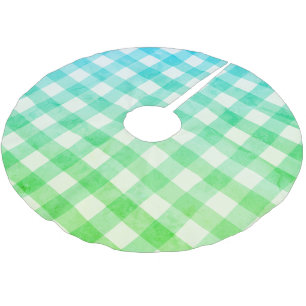 Kariert Gingham Lime Green Blue Modern Simple Karo Polyester Weihnachtsbaumdecke