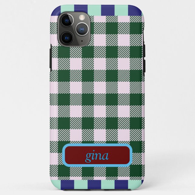 Kariert Gingham Personalisiert Case-Mate iPhone Hülle (Rückseite)