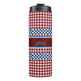 Kariert Gingham Personalisiert Thermosbecher