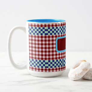 Kariert Gingham Personalisiert Zweifarbige Tasse