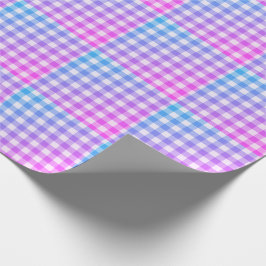 Kariert Gingham Pink Blue Modern Einfaches Karo Geschenkpapier