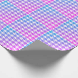 Kariert Gingham Pink Blue Modern Einfaches Karo Geschenkpapier