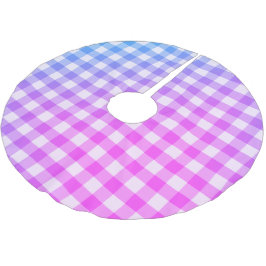 Kariert Gingham Pink Blue Modern Einfaches Karo Polyester Weihnachtsbaumdecke