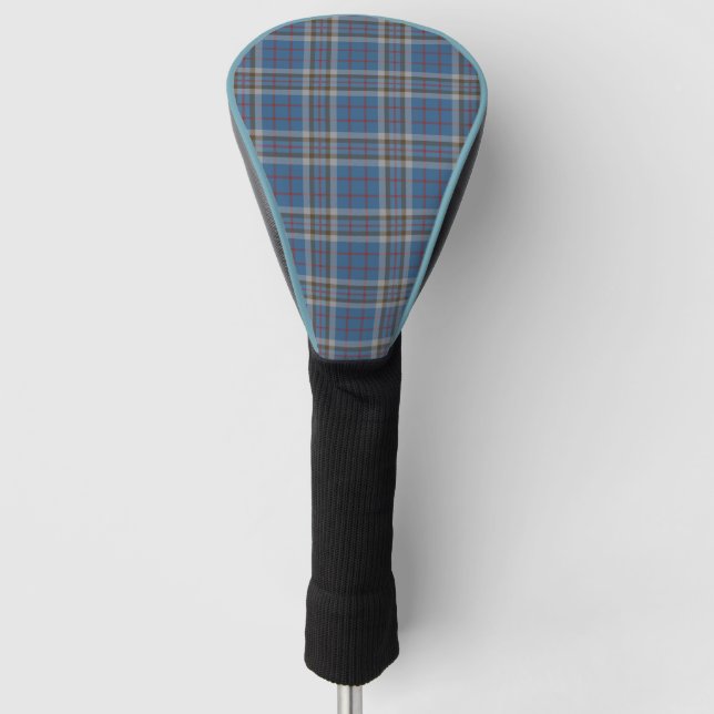 Kariert Grau Blue Karo Tartan Rustikal Golf Headcover (Vorderseite)
