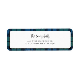Kariert Green Blue Campbell Tartan Rücksendeadress
