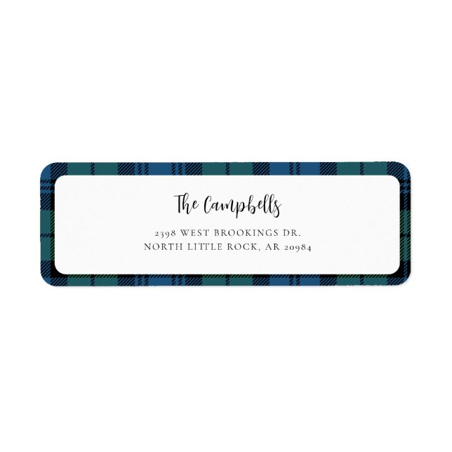 Kariert Green Blue Campbell Tartan Rücksendeadress (Vorne)