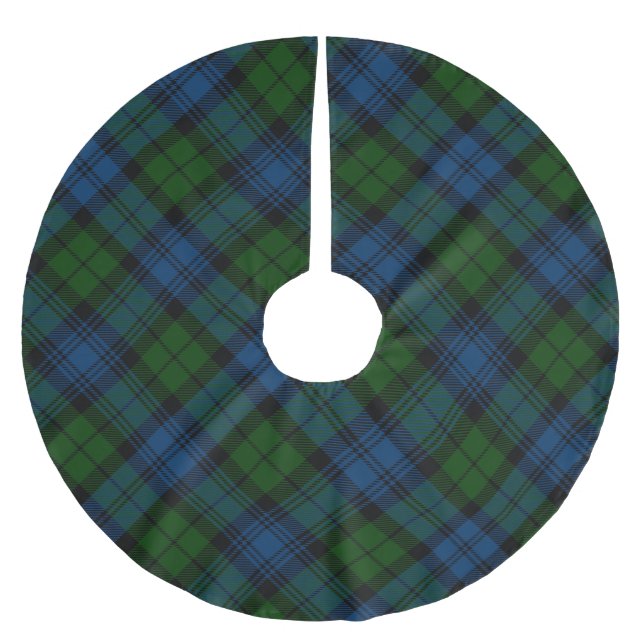 Kariert Green Christmas Rustic Tartan Polyester Weihnachtsbaumdecke (Vorderseite)