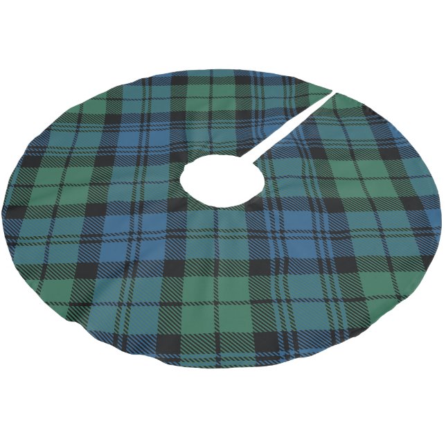 Kariert Green Rusday Campbell Tartan Polyester Weihnachtsbaumdecke (Schrägansicht)