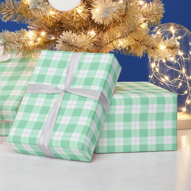 Kariert, grün und weiß geschenkpapier (Feiertage)