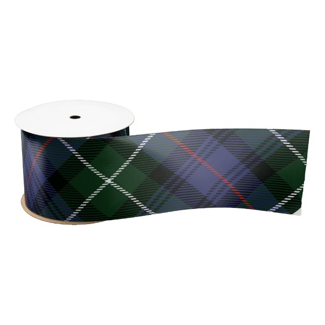 Kariert grüner rustikaler Tartan Satinband (Spule)