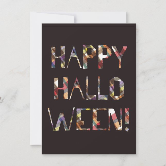 Kariert Happy Halloween Einladung (Vorderseite)
