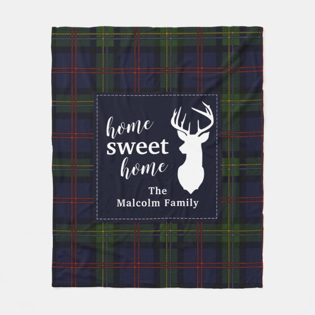 Kariert Holiday Tartan Clan Malcolm Personalisiert Fleecedecke (Vorderseite)