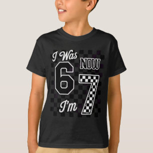 Kariert Ich war 6 jetzt bin ich 7 Geburtstag Siebe T-Shirt