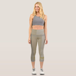 kariert in Gold, Silberkupfer, Grau und Beige Capri Leggings