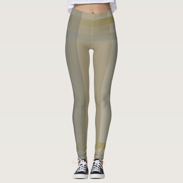 kariert in Gold, Silberkupfer, Grau und Beige Leggings (Vorderseite)