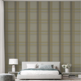 kariert in Gold, Silberkupfer, Grau und Beige Tapete
