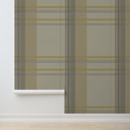 kariert in Gold, Silberkupfer, Grau und Beige Tapete
