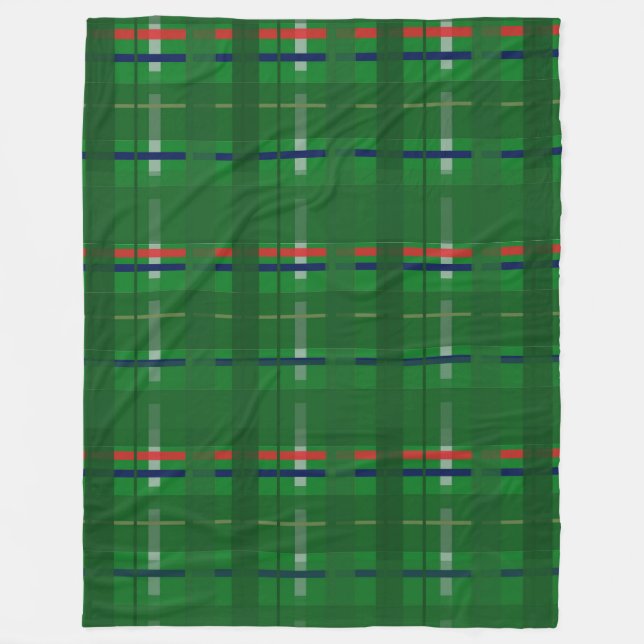 kariert in Grüntöne auf grün, rot, blau, gold und  Fleecedecke (Vorderseite)
