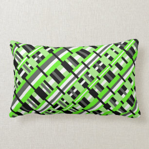 Kariert in Lime Green, Black & Gray Diagonal Lendenkissen
