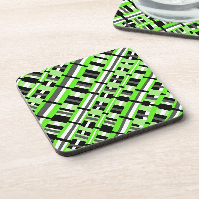 Kariert in Lime Green, Black & Grey Untersetzer (Linke Seite)