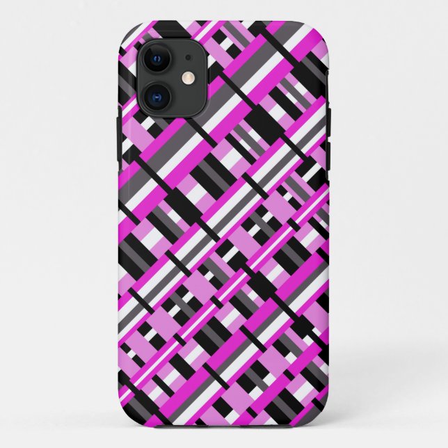 Kariert in rosa, schwarz und grau Case-Mate iPhone hülle (Rückseite)