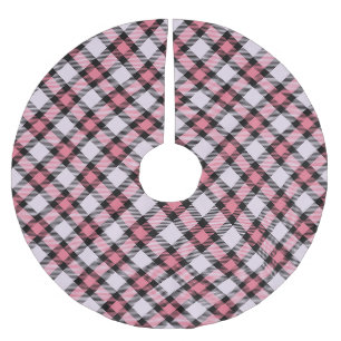 Kariert in Rosa und Schwarz Polyester Weihnachtsbaumdecke