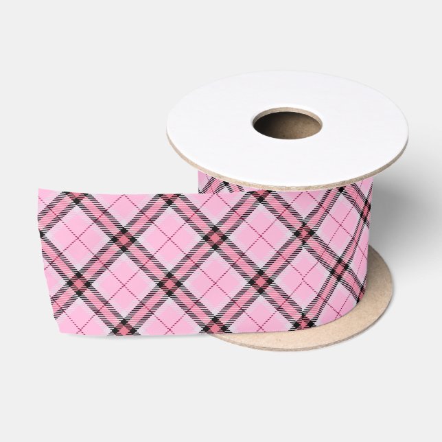 Kariert in Rosa und Schwarz Satinband (Spule)