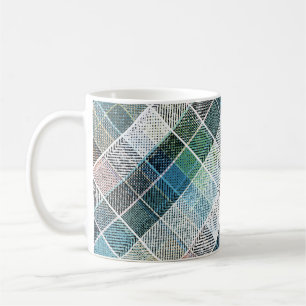 kariert, kartan, kariert, klassisch, blau, weiß kaffeetasse