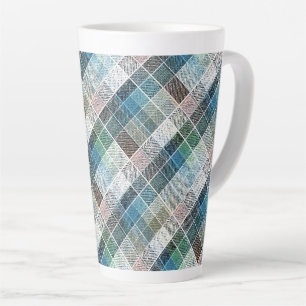 kariert, kartan, kariert, klassisch, blau, weiß milchtasse