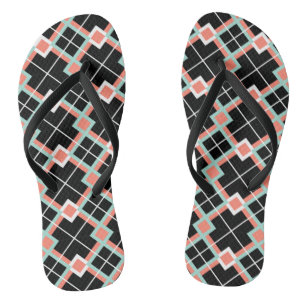 Kariert (Korallenminze Schwarz-weiß) Flip Flops