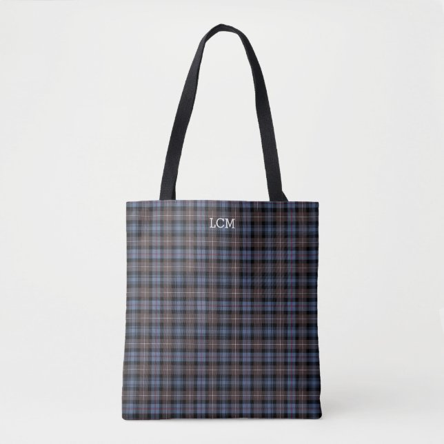 Kariert Mackenzie Tartan Monogram, blau und braun (Vorderseite)