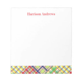 Kariert Madras Personalisiert Notepad Notizblock