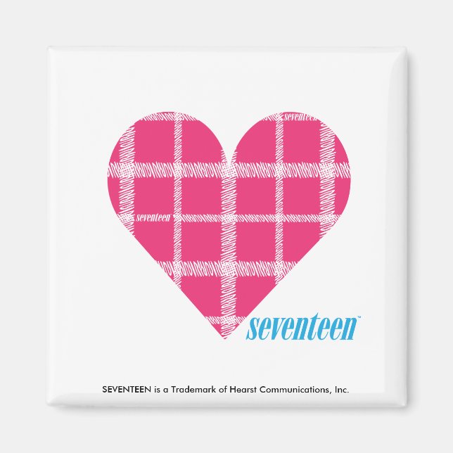 Kariert Magenta 2 Magnet (Vorne)