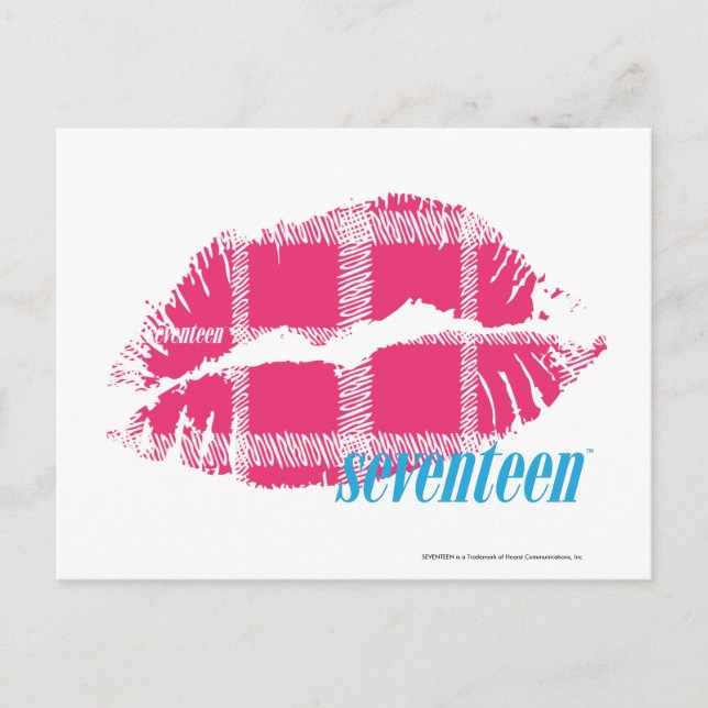 Kariert Magenta Postkarte (Vorderseite)