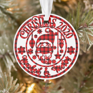 Kariert Masked & Merry Foto Weihnachten Ornament