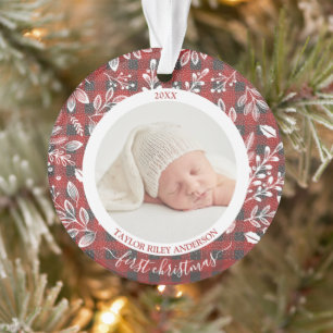 Kariert Mein erstes Foto zu Weihnachten Ornament