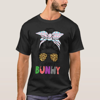 Kariert Messy Bun Granny Bunny Osterleopard Frauen T-Shirt