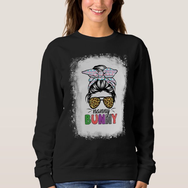 Kariert Messy Bun Nanny Bunny Oaster Leopard Fraue Sweatshirt (Vorderseite)
